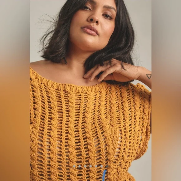 ✨ Anthropologie Asymmetrical Open-Stitch Muscle Sweater Vest - Picture 3 of 11